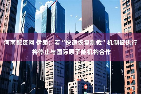河南配资网 伊朗：若“快速恢复制裁”机制被执行 将停止与国际原子能机构合作